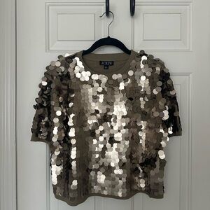 J. Crew Women's Short Sleeve Sequin Tee - Metallic Gold
